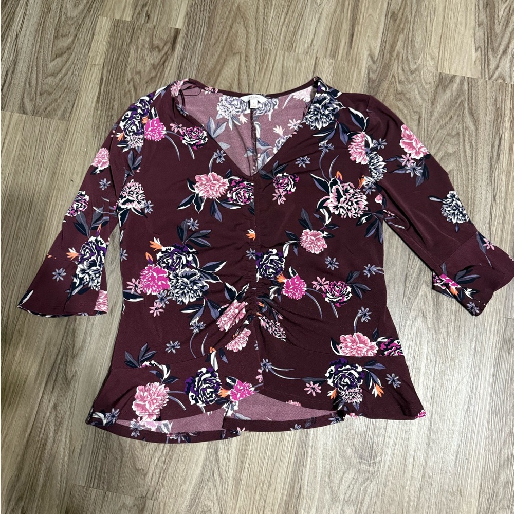 Candie's Burgundy Floral Blouse